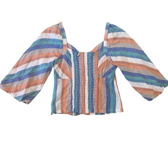 NY & Company Linen blend striped summer top size medium - Picture 5 of 9